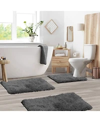 3 Piece Ultra Soft Non Slip Shaggy Bath Rug - Small, Medium & Contour