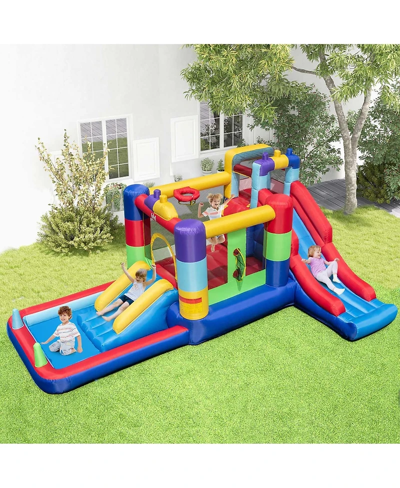 Costway Kids Multifunctional Inflatable Bounce Castle with 50 Ocean Balls & 735W Blower