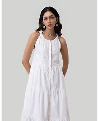 Reistor Women's Sleeveless embroidered tiered maxi dress