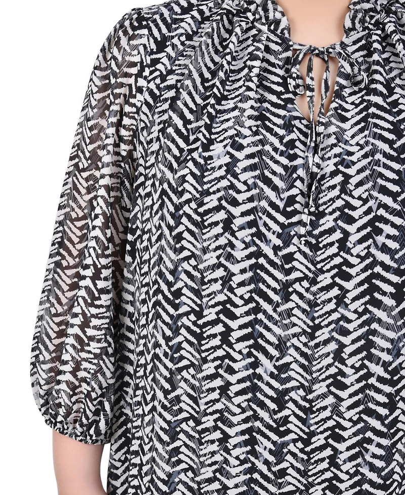 Ny Collection Plus 3/4 Sleeve Chiffon Blouse