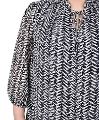 Ny Collection Plus 3/4 Sleeve Chiffon Blouse