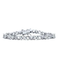 Bling Jewelry 9CT Cubic Zirconia Pink Oval Cz Romantic Love Knot Symbol Milgrain Infinity Tennis Bracelet Rose Plated