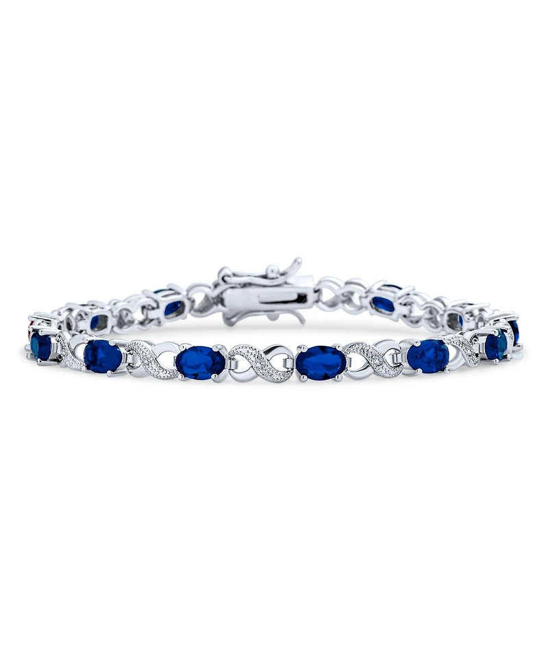 Bling Jewelry 9CT Cubic Zirconia Pink Oval Cz Romantic Love Knot Symbol Milgrain Infinity Tennis Bracelet Rose Plated