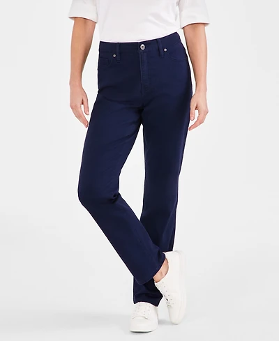 Style & Co Women's Straight-Leg High Rise Twill Pants, Created for Macy's