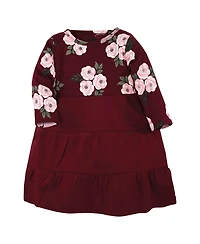 Hudson Baby Toddler Girls Cotton Long-Sleeve Dresses 2pk, Gray Winter Forest