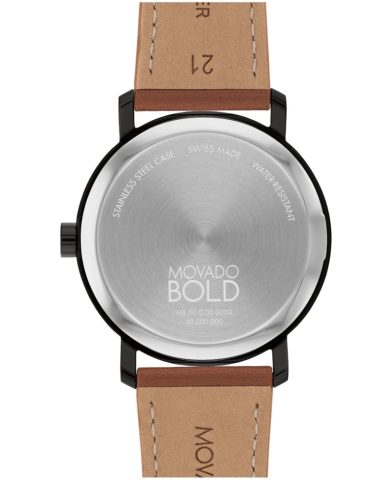 Movado Men's Bold Evolution 2.0 Swiss Quartz Cognac Leather Watch 40mm