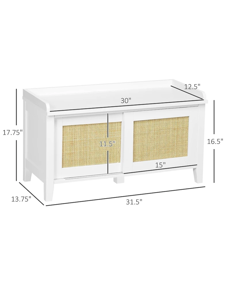 Homcom Shoe Bench with Storage and Pine Wood Legs,