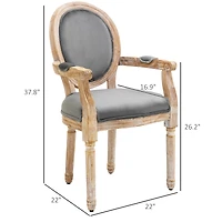 Homcom Vintage Dining Chair Solid Wood Frame Living Room Upholste Seat,