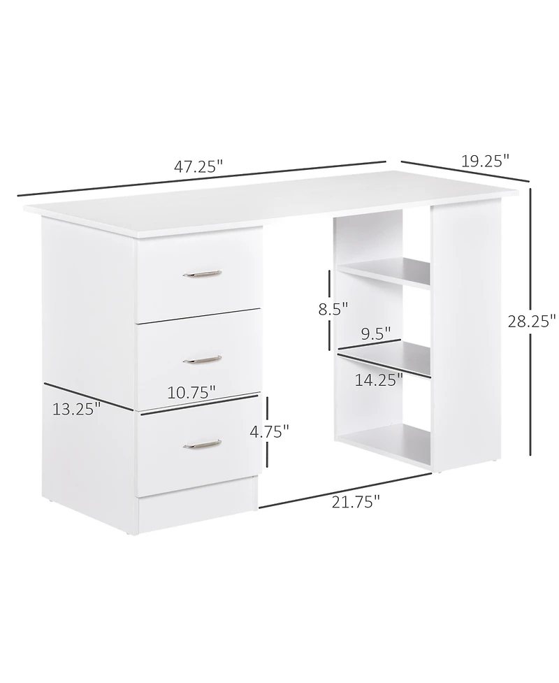Homcom 47" Modern Computer Desk Writing Table w/ Bookcase Combo Storage Shelf