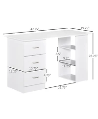 Homcom 47" Modern Computer Desk Writing Table w/ Bookcase Combo Storage Shelf
