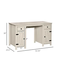 Homcom Farm Style Home Office Computer Desk with 2 Drawers and 2 Cabinets, White