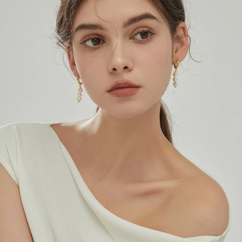 Joey Baby 18K Gold Plated Freshwater Pearls -Jackie Necklace & Jackie Earrings Set For Women