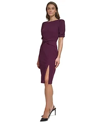 Dkny Women's Puff-Sleeve Twisted-Front Side-Slit Dress