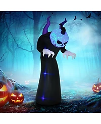 Outsunny 7ft Inflatable Halloween Ghost with Horns, Blow-Up Outdoor Led Yard Display with Flame Effect for Garden, Lawn, Yard, Party, Holiday