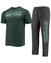 Men's Concepts Sport Heathered Charcoal, Kelly Green North Texas Mean Meter T-shirt and Pants Sleep Set