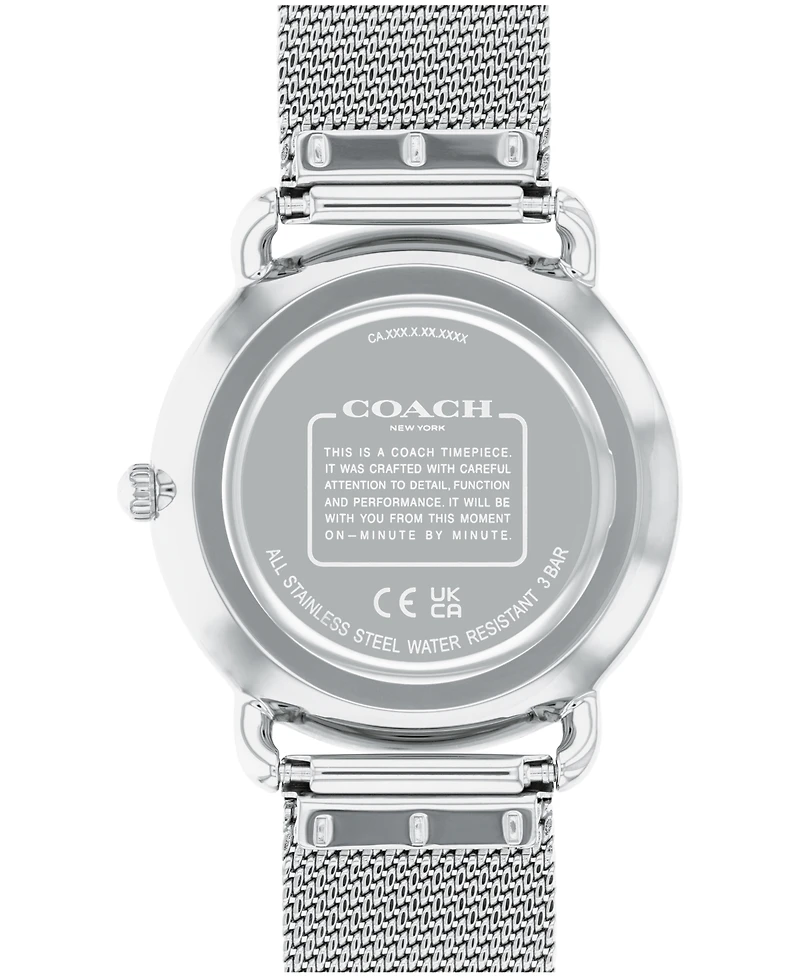 Coach Women's Elliot Silver Stainless Steel Mesh Bracelet Watch 36mm
