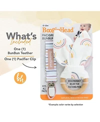 BooginHead Baby Pacifier Clip and Natural Wood Baby Teether, Lemons