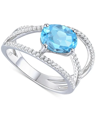 Amethyst (1-3/4 ct. t.w.) & Lab-Grown White Sapphire (3/8 Openwork Statement Ring Sterling Silver (Also Blue Topaz)
