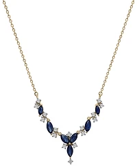Sapphire (1-1/4 ct. t.w.) & Diamond (1/5 ct. t.w.) Cluster 17" Statement Necklace in 14K Gold
