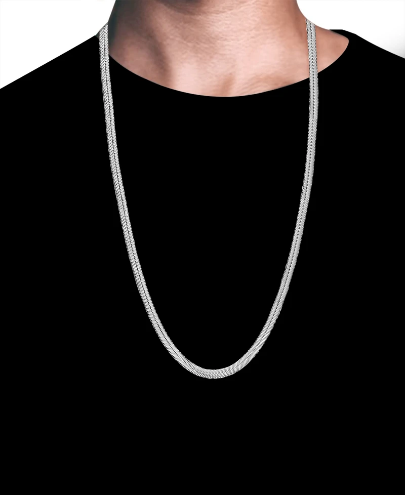 Blackjack Men's Wide Herringbone 20" Chain Necklace in Stainless Steel