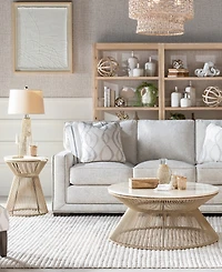 Biscayne 38" Wood with Travertine Insert Rope Cocktail Table