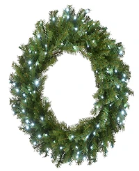 National Tree Company 30" Memory-Shape Norwood Fir Wreath with Led Lights