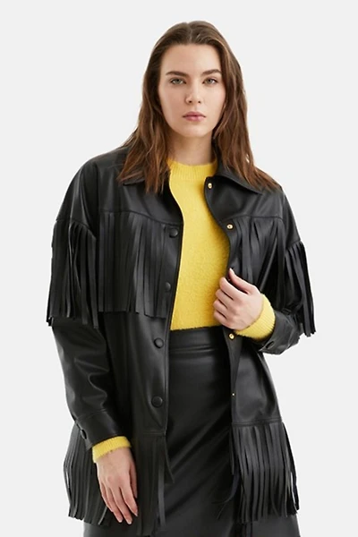 Nocturne Women's Fringe Faux Suede Jacket