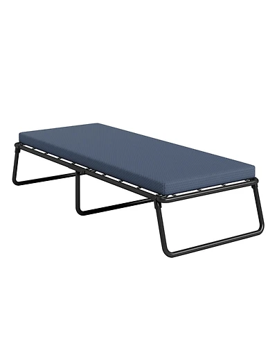 Nautica Folding Foldaway Extra Portable Guest Bed Cot with Gel Lux Foam Mattress- Single