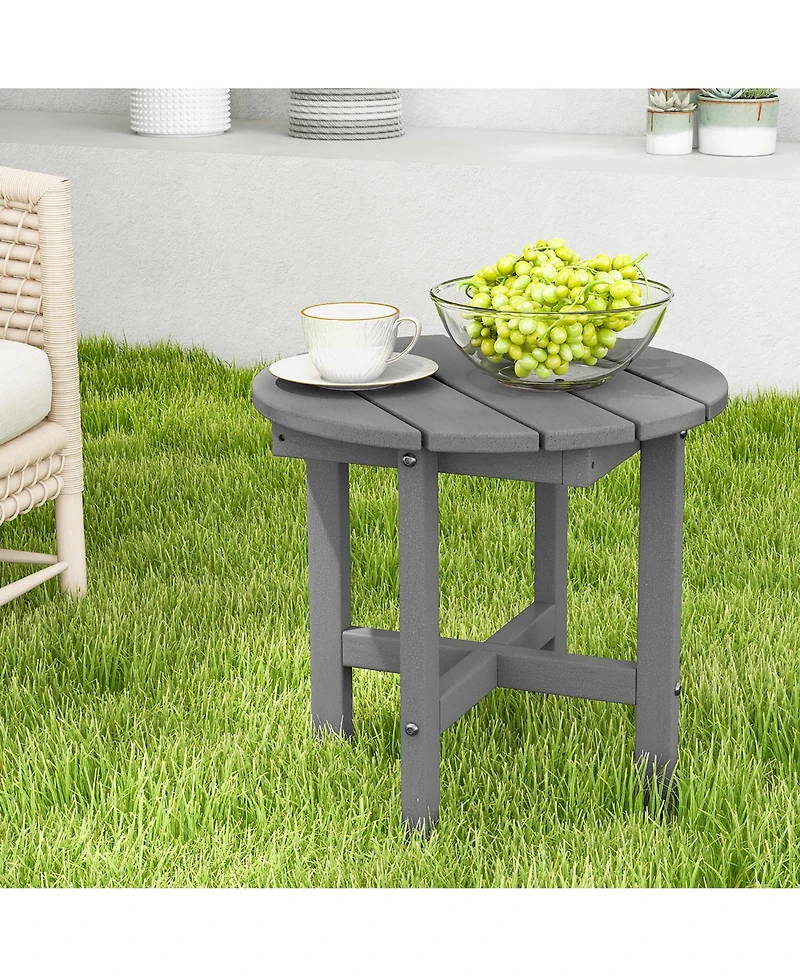 Costway Patio 18'' Adirondack Round Side Table All Weather Hdpe End Table Outdoor