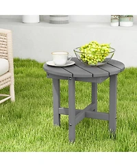 Costway Patio 18'' Adirondack Round Side Table All Weather Hdpe End Table Outdoor