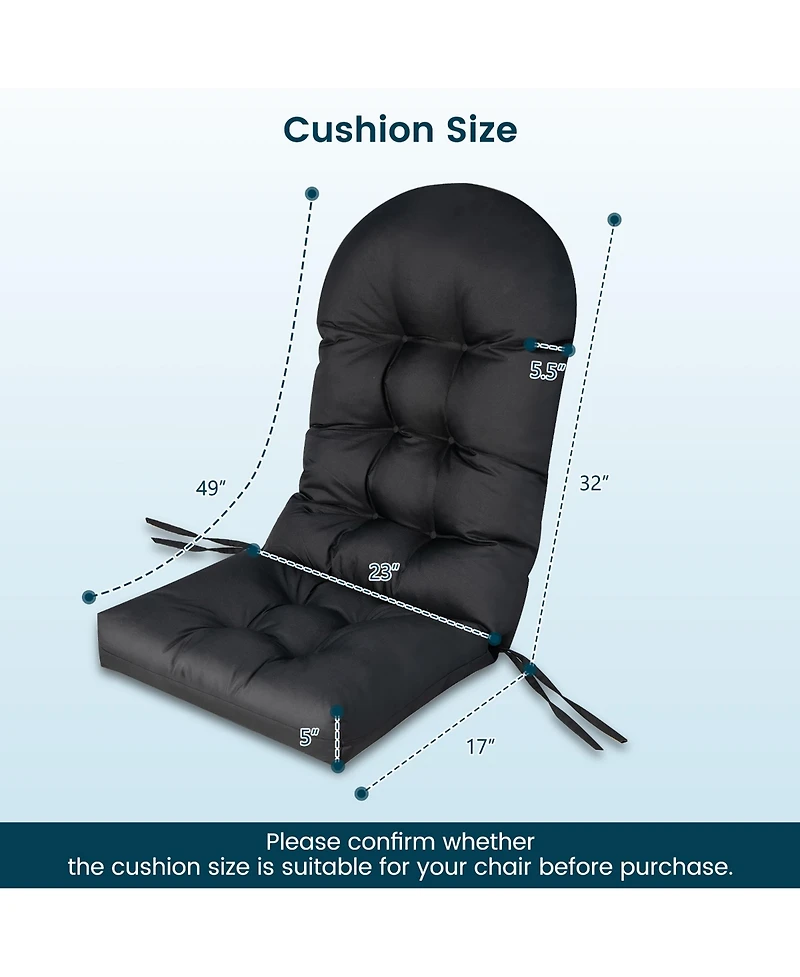 Patio Adirondack Chair Cushion High Back Fade Resistant 5'' Seat Pad Outdoor