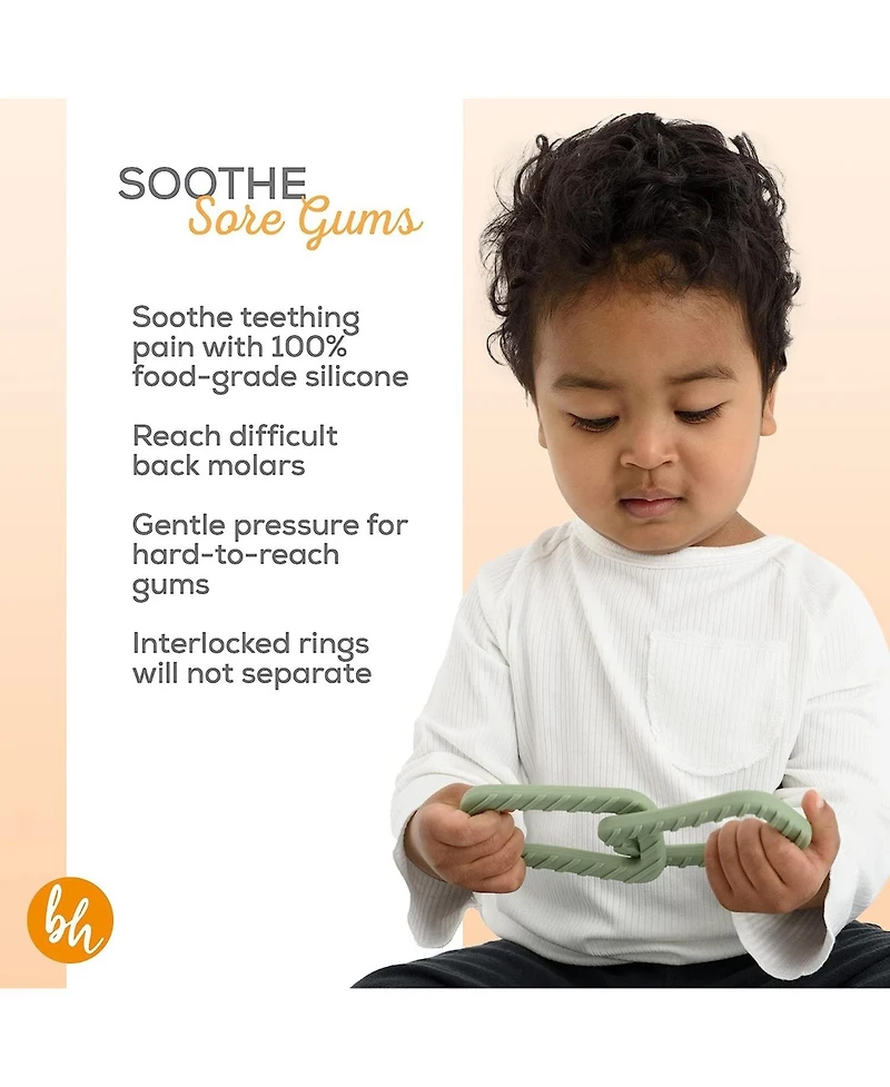 BooginHead Baby 100% Food Grade Silicone Link Baby Teethers, Sage Green