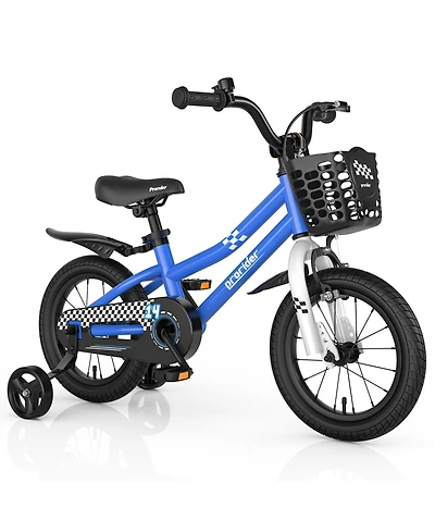 14'' Kid's Bike with Removable Training Wheels & Basket for 3-5 Years Old