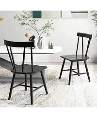 Dining Chairs Set of 2 Windsor Wood Armless with Solid Rubber