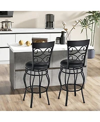 Costway Set of 2 Vintage Swivel Bar Stools 30'' Bistro Upholstered Dining Chairs