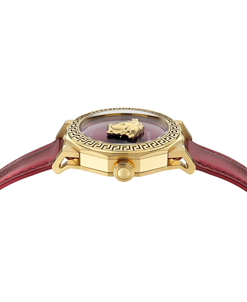 Versace Women's Swiss Medusa Deco Red Leather Strap Watch 38mm