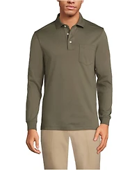 Lands' End Men's Long Sleeve Cotton Supima Polo Shirt with Pocket