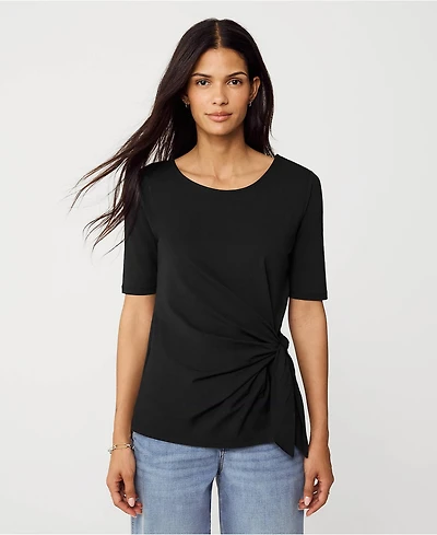 Lands' End Women's Lightweight Jersey Tie Front Top