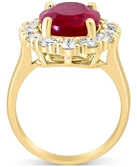 Effy Lab Grown Ruby (6-3/4 ct. t.w.) & Diamond (1-3/8 Halo Ring 14k Gold