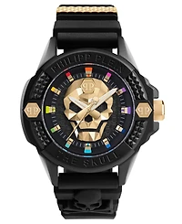 Philipp Plein Men's The Kull Black Silicone Strap Watch 44mm