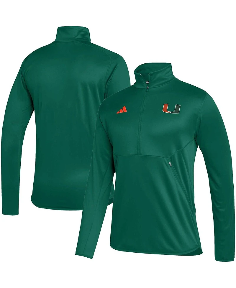 Men's adidas Green Miami Hurricanes 2023 Sideline Aeroready Half-Zip Top