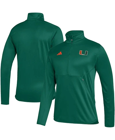 Men's adidas Green Miami Hurricanes 2023 Sideline Aeroready Half-Zip Top