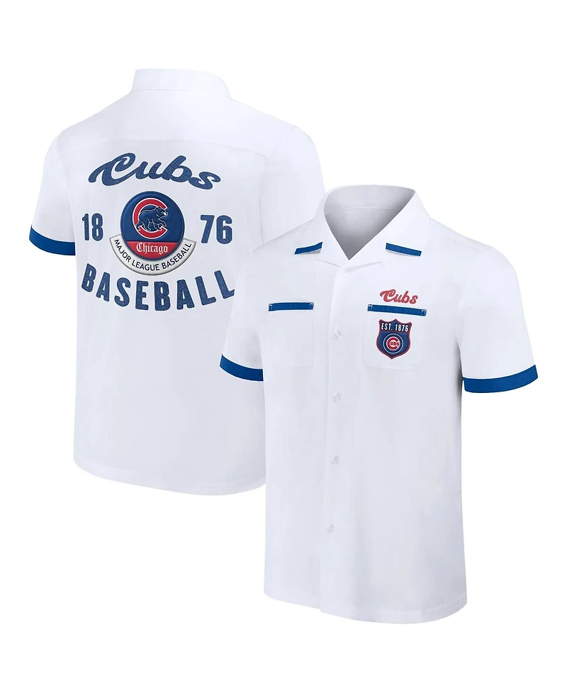 Men's Darius Rucker Collection by Fanatics White Chicago Cubs Bowling Button-Up Shirt