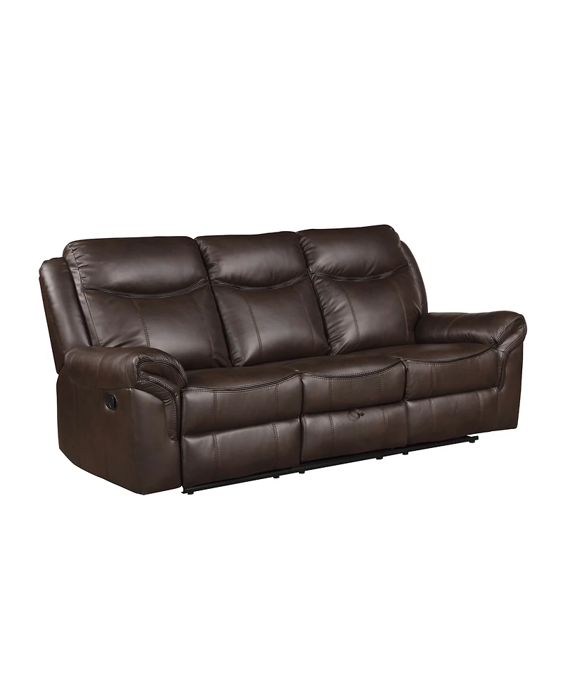 White Label Calico 89" Double Reclining Sofa with Center Drop-Down Cup Holders, Power Outlets