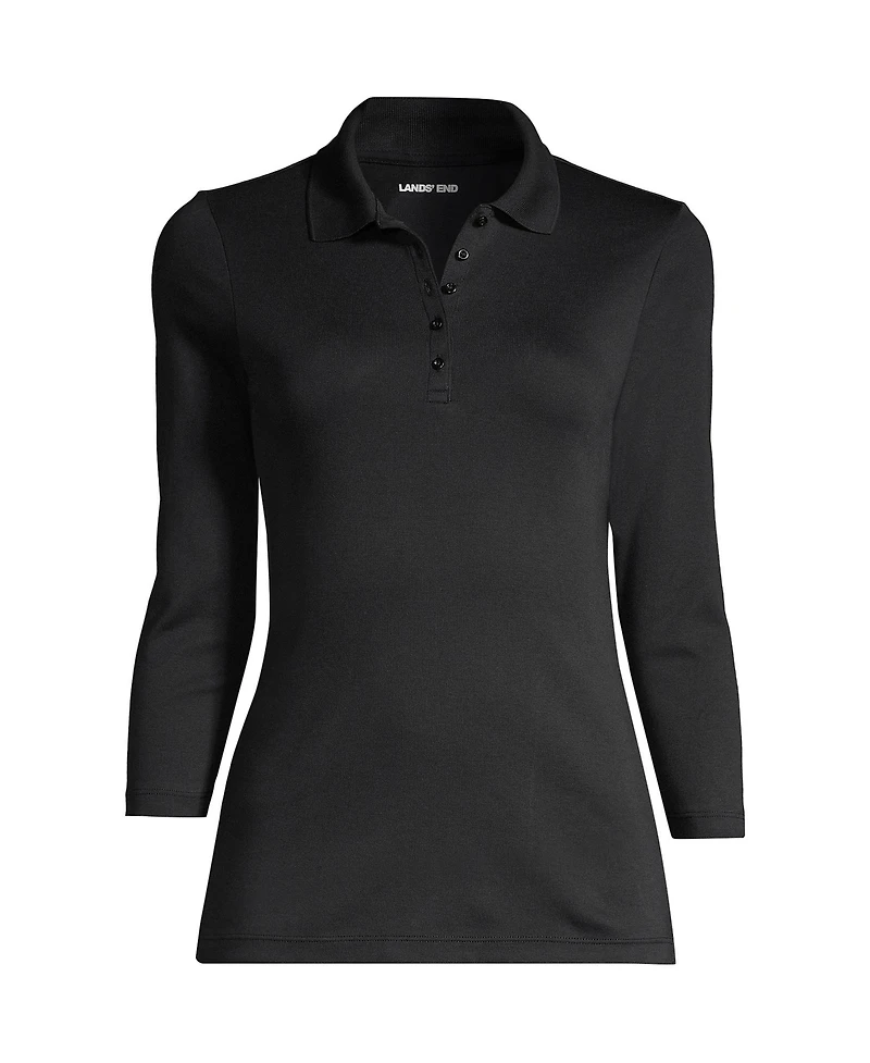 Lands' End Women's Petite 3/4 Sleeve Supima Cotton Polo Shirt