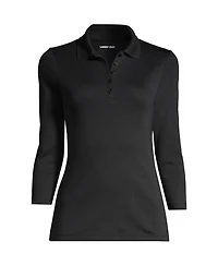 Lands' End Women's Petite 3/4 Sleeve Supima Cotton Polo Shirt