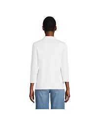 Lands' End Women's Petite 3/4 Sleeve Supima Cotton Polo Shirt