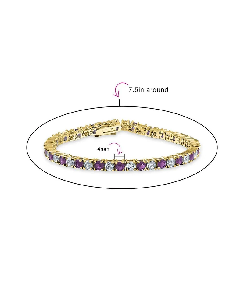 Bling Jewelry Alternating Stones Round Cubic Zirconia 12.00 Ct 4 Prong Basket Set Solitaire Cz Tennis Bracelet Prom Gold Plated 7.5 Inch