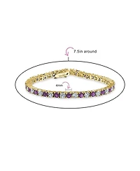 Bling Jewelry Alternating Stones Round Cubic Zirconia 12.00 Ct 4 Prong Basket Set Solitaire Cz Tennis Bracelet Prom Gold Plated 7.5 Inch