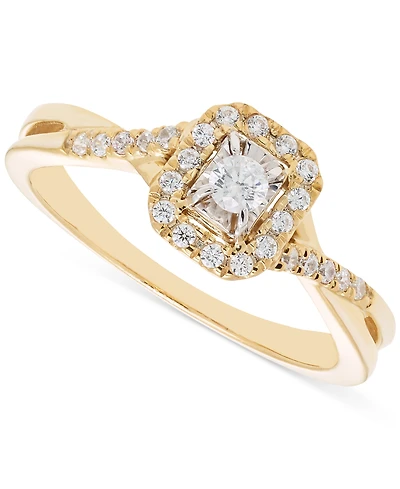 Diamond Halo Twist Engagement Ring (1/4 ct. t.w.) in 14k Gold
